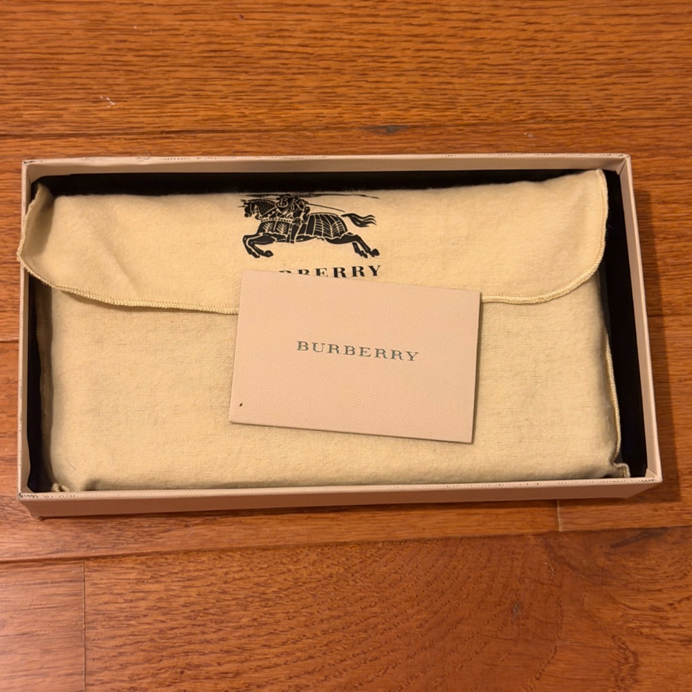 Burberry Tan Canvas Zip Cardholder Wallet Clutch